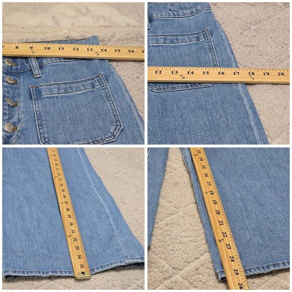 Point Sur Denim Womens Blue Wide Leg Cropped Jeans Pockets Button‎ Fly Size 28 - Picture 11 of 12
